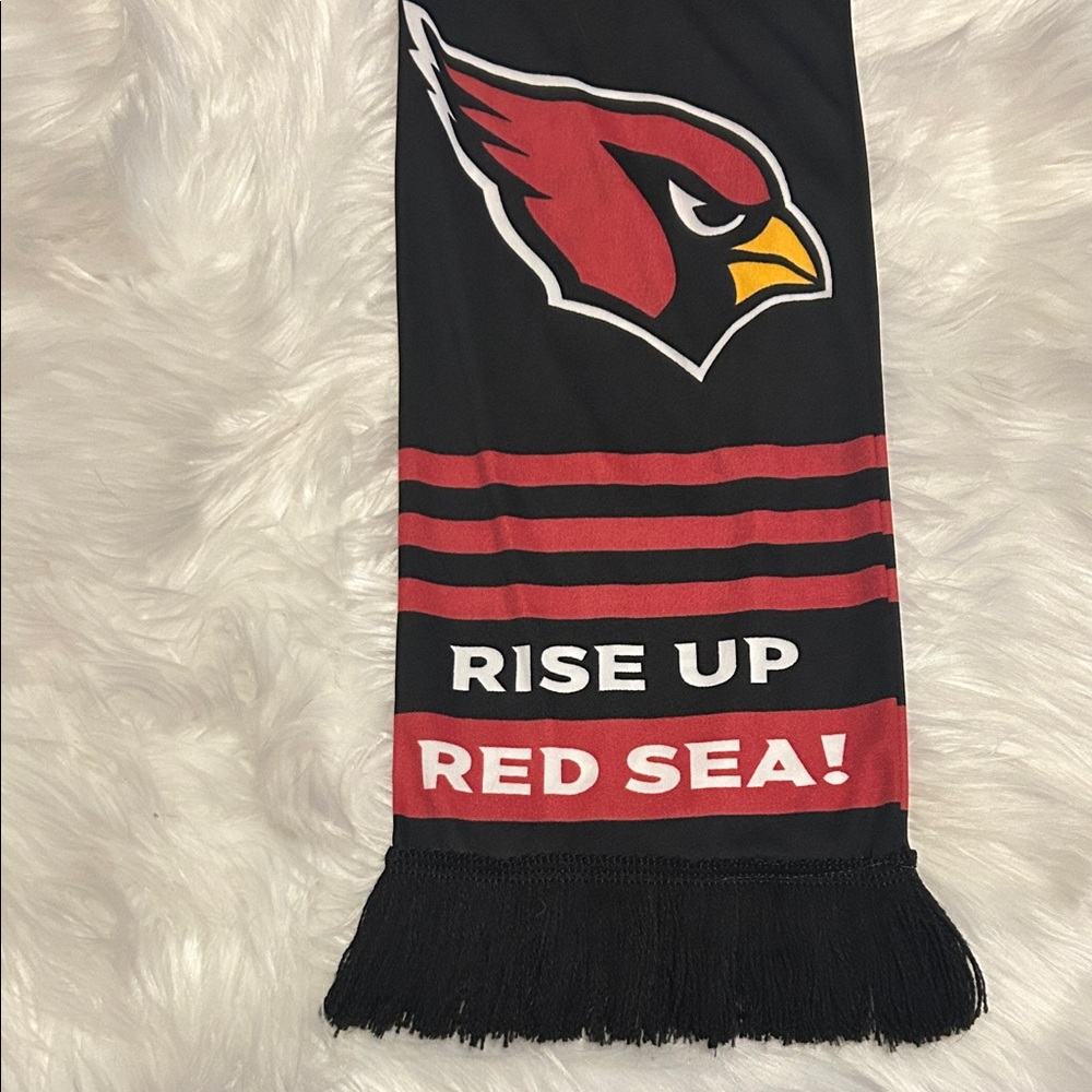 Arizona Cardinals Black & Red Graphic Scarf “LET’S GO CARDS!” “RISE UP RED SEA!” - Picture 3 of 9